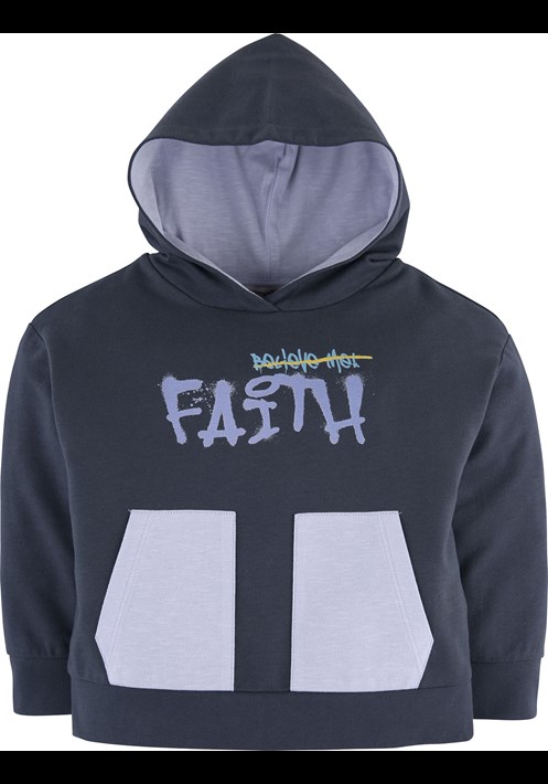 Baskili Kapüsonlu Sweatshirt 15971 3