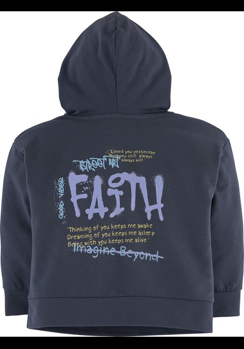Baskili Kapüsonlu Sweatshirt 15971 4