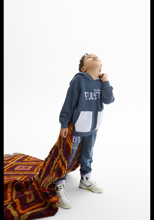 Baskili Kapüsonlu Sweatshirt 15971 1