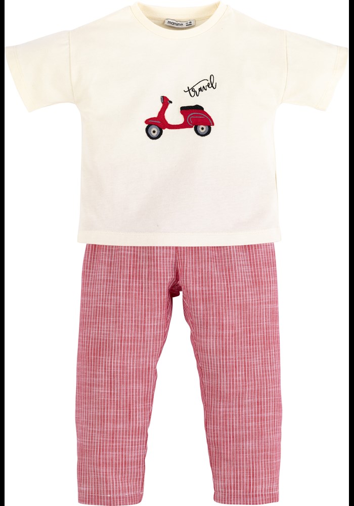 Nakisli Çizgili Pijama Takimi 17542