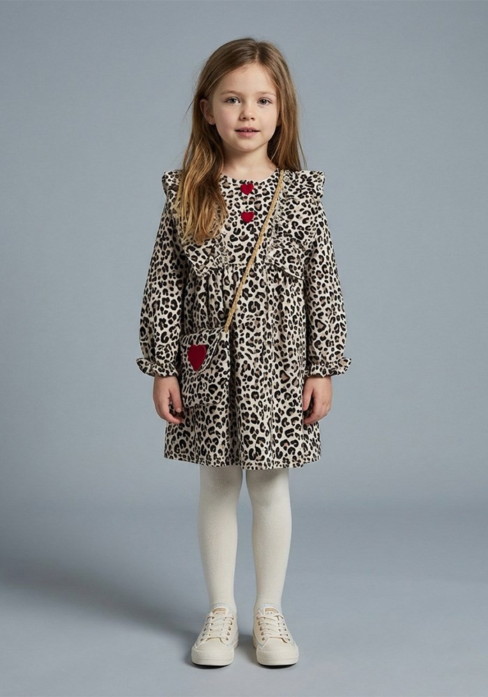 Leopar Çantali Elbise 19546