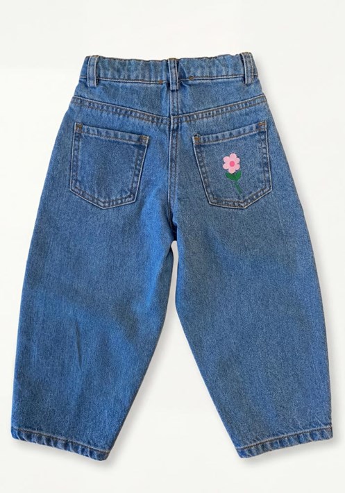 Çiçekli Kot Pantolon 19266 3