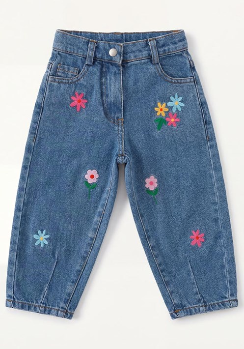 Çiçekli Kot Pantolon 19266 2